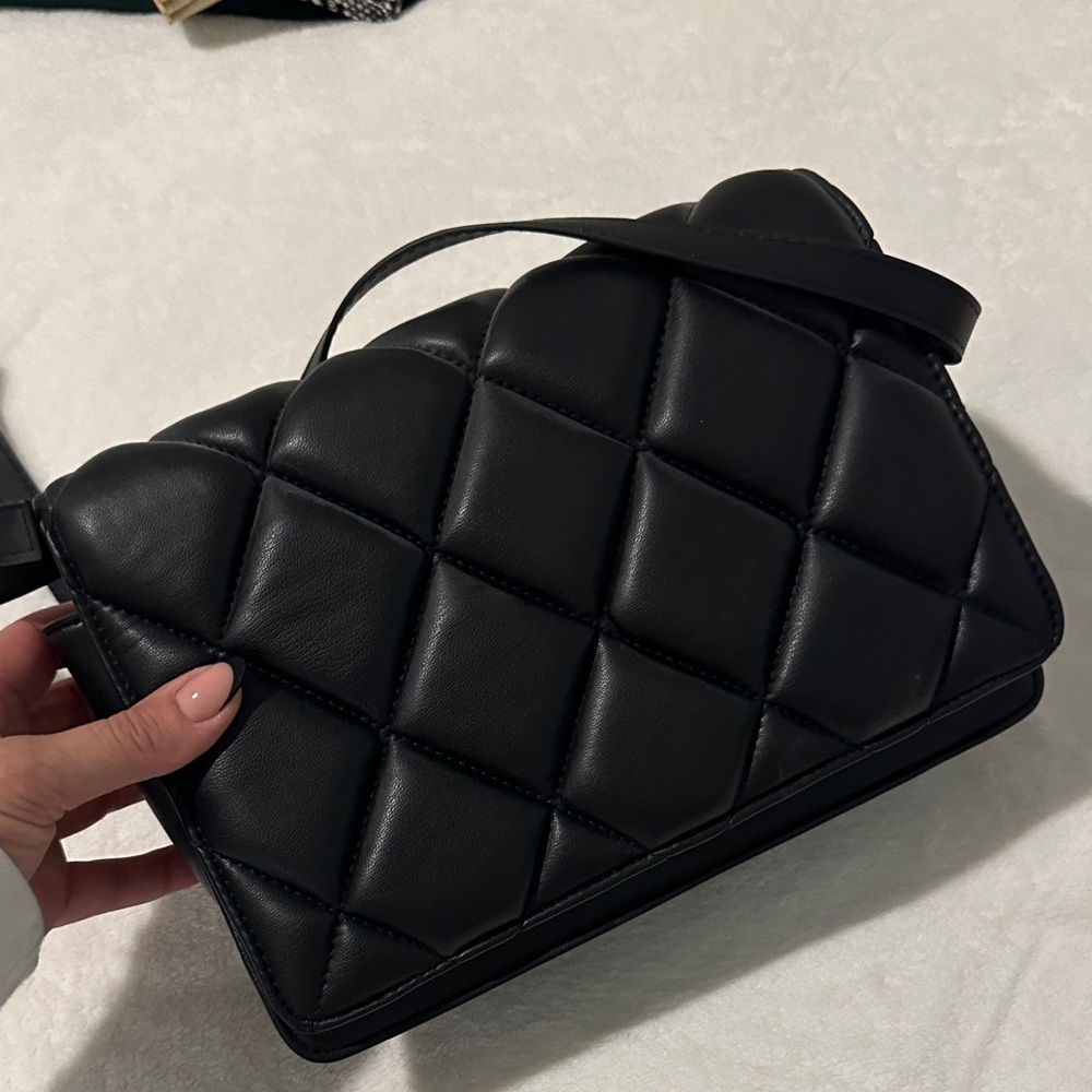 Black Quilted Leather Shoulder Bag